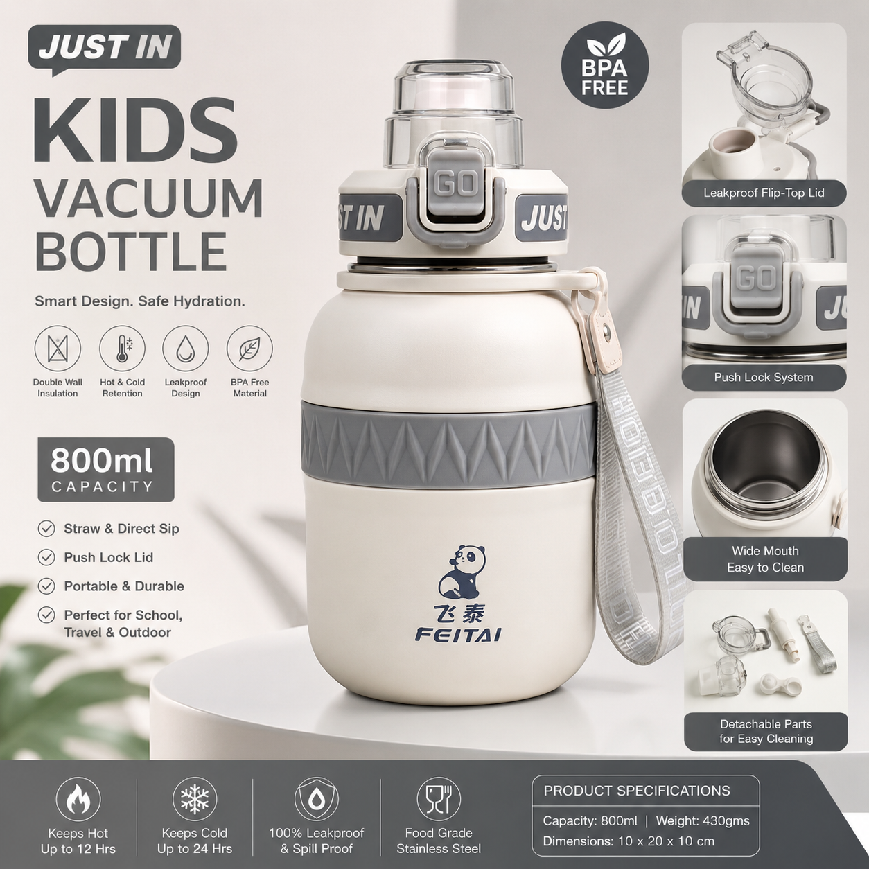 Fireefly GoBuddy Kids Vacuum Flask Bottle – 800ml