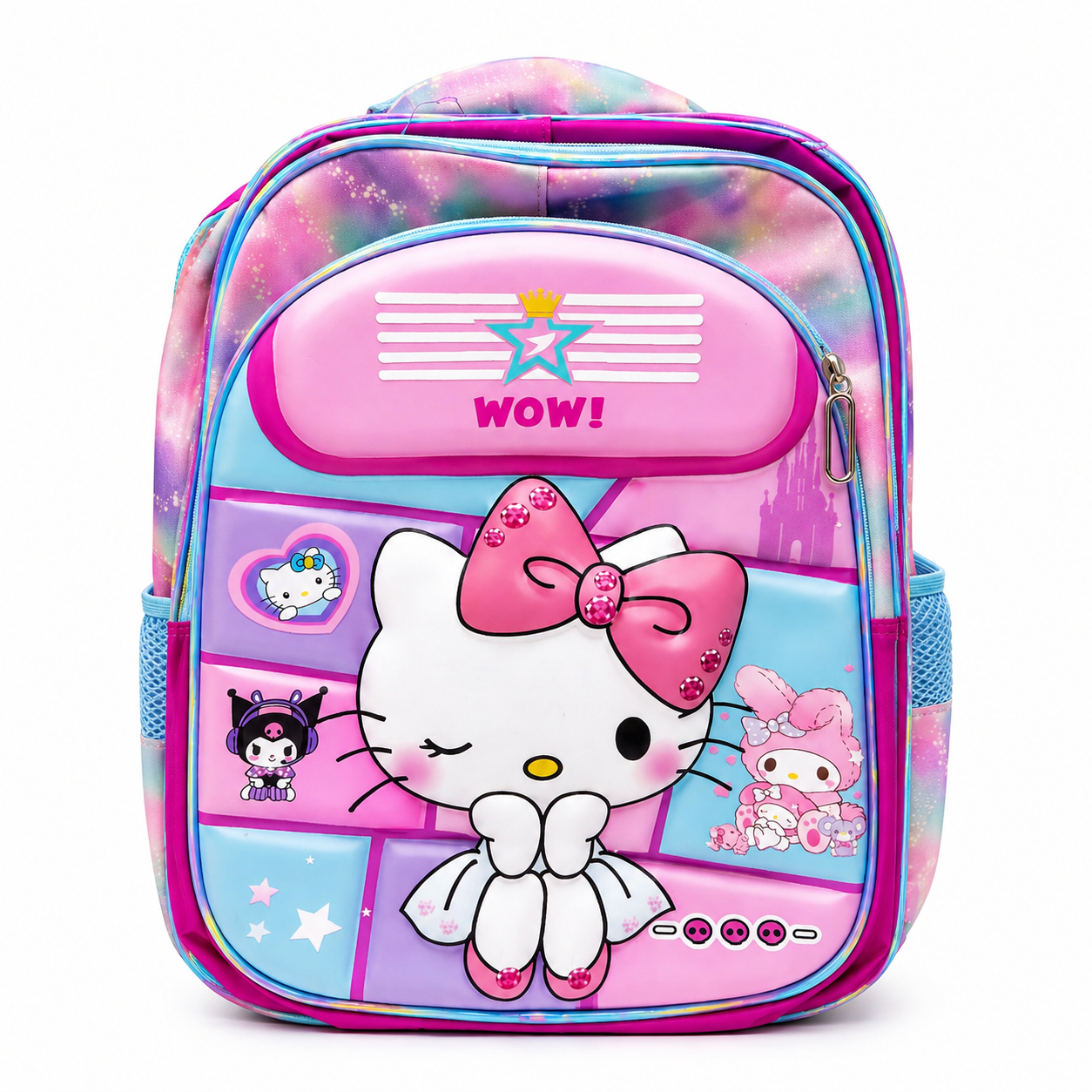 Fireefly Cute Kitty Kids School Backpack for Girls – Hard Shell Pink Cartoon Bag with RGB Lining, 4 Compartments & Smooth Zippers