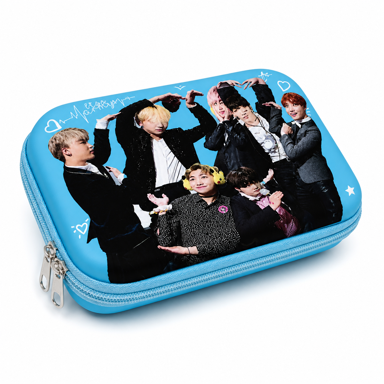 SkyVault Hard Shell Organizer Case – Multi-Purpose Travel Storage Box (Sky Blue, Printed Edition)