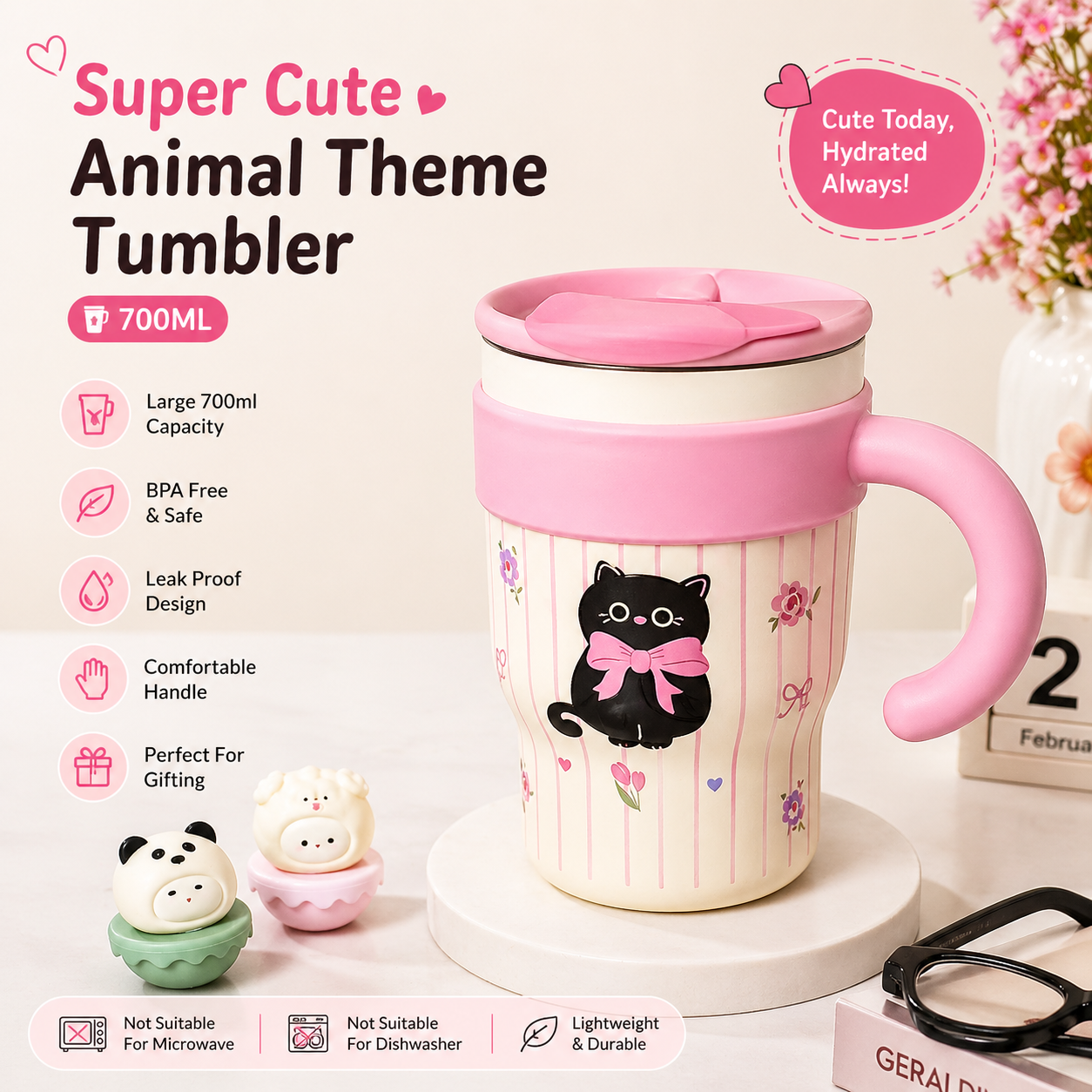 CuteSip™ Animal Mug Tumbler 700ml