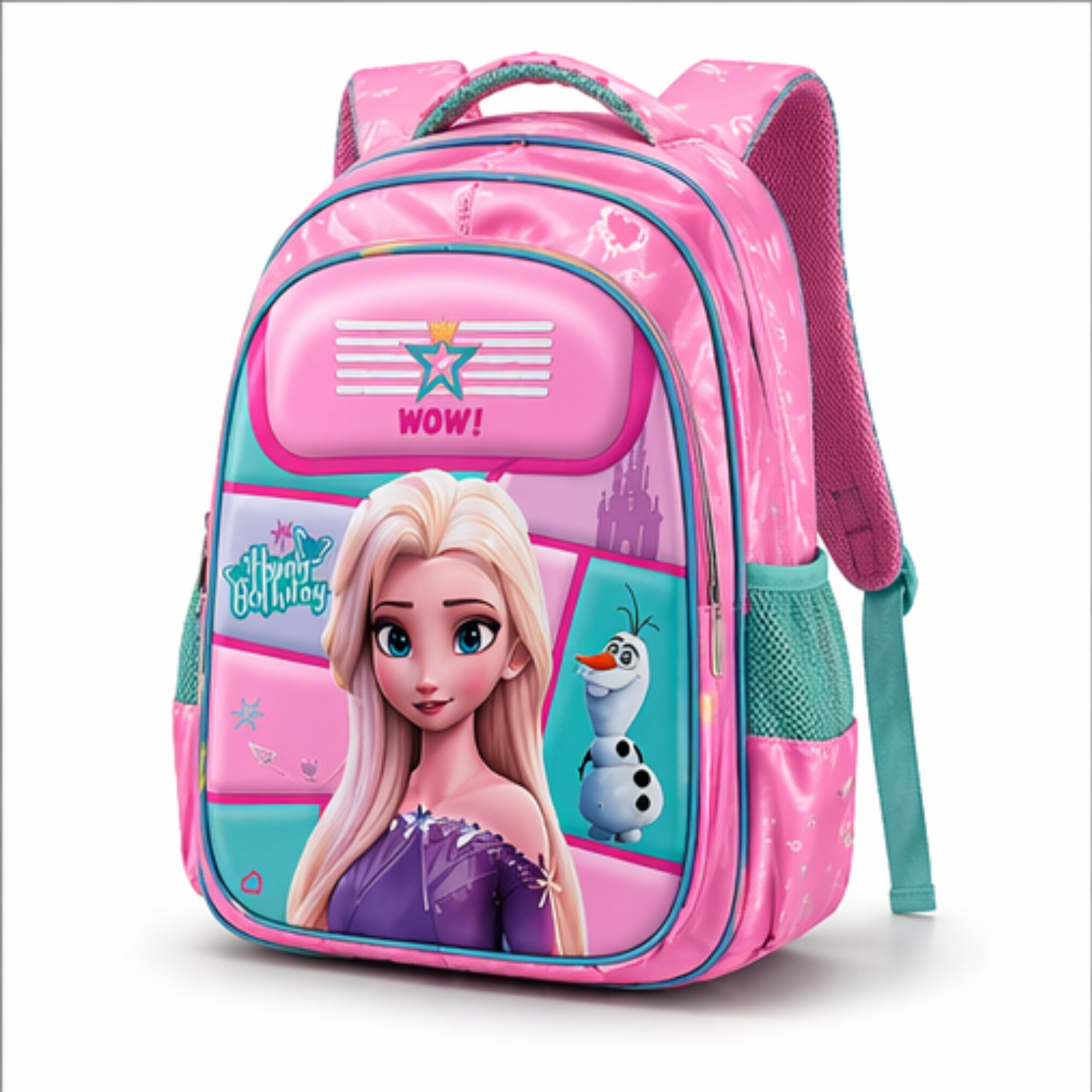 Fireefly Snow Princess Kids School Backpack for Girls – Lightweight Pink Cartoon Bag with 4 Compartments, Comfortable & Durable